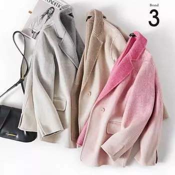 2024 мода постепенное изменение цвета шерстяной костюм женская куртка двухстороннее шерстяное пальто бутик женская одежда S розы красного