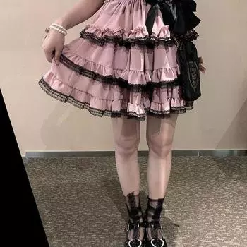 2024 Мода Женщины Популярная Мода Новая Юбка Половина Юбка Кружево Сбоку XS розовый