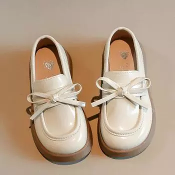 2024 Модная детская кожаная обувь весна-осень универсальные черные школьные туфли для девочек дышащие повседневные детские туфли для принцесс 23 бежевый