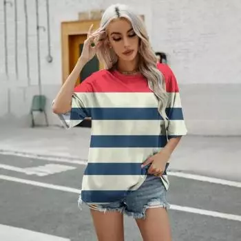 2024 Модная футболка с принтом в стиле вестерн-пустыня, элегантная футболка с V-образным вырезом, женская удобная футболка с короткими рукавами S