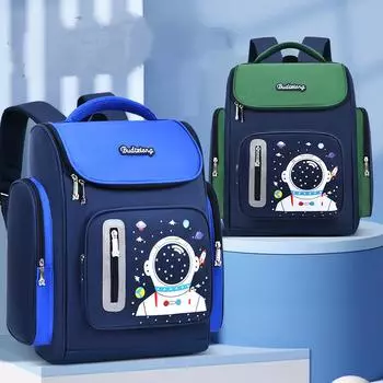 2024 модная маленькая школьная сумка с космическим космонавтом, многослойная водонепроницаемая детская школьная сумка большой емкости с принтом, рюкзак Small зелёный