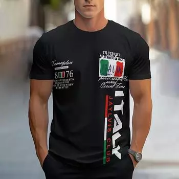 2024 Модная мужская одежда в итальянском стиле, уличные хипстерские футболки с коротким рукавом, повседневные футболки с круглым вырезом больших размеров, новая мужская одежда S