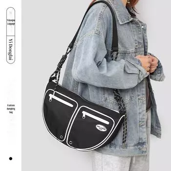 2024 Модная нейлоновая сумка для пельменей: Стильная, вместительная и универсальная сумка-мессенджер для мужчин и женщин чёрный