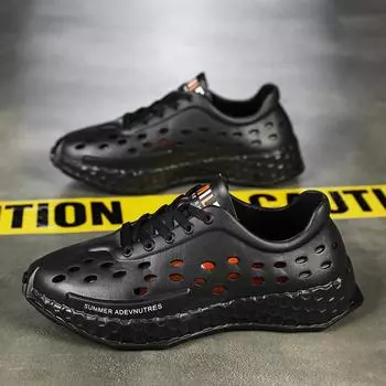 2024 модная новая летняя мужская модная обувь, сандалии на шнуровке, уличный размер 36-45 36 чёрный