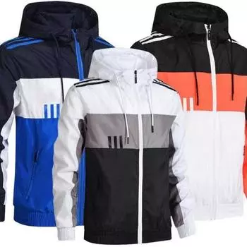2025 модная новая мужская и женская куртка с капюшоном, контрастная повседневная спортивная куртка для бега на открытом воздухе, фитнеса, спортивного пальто M чёрный