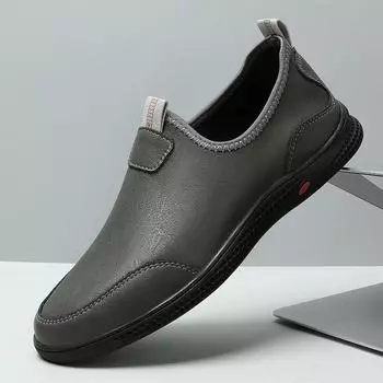 2024 Модная новая мужская повседневная обувь из натуральной кожи с подошвой ручной работы на плоской подошве Износостойкая нескользящая мужская спортивная обувь 38 чёрный