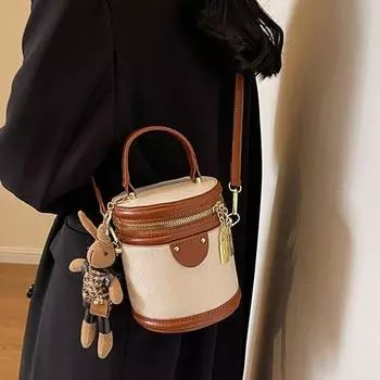 2024 модная новая ромбовидная цветная симпатичная косметичка с ощущением старого цветка сумка-ведро переносная сумка через плечо с косым креплением single bag.