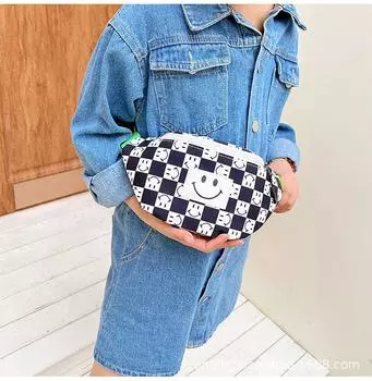 2024 модная новая женская клетчатая поясная сумка, осень и зима модная студенческая портативная маленькая нагрудная сумка большой вместимости разноцветный