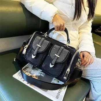 2024 Модная сумка на плечо со стразами и пайетками - Повседневная сумка большой вместимости для женщин