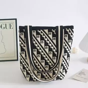 2024 Модная вязаная сумка-тоут большого объема: Универсальная женская сумка через плечо