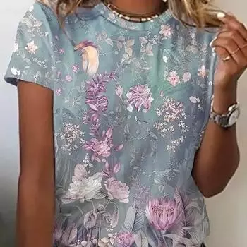 2024 Модная женская футболка с круглым вырезом и коротким рукавом, роскошная футболка с принтом бабочки 3D, свободная одежда для девочек 2020 года XS
