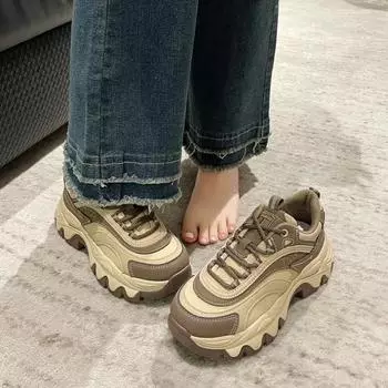 2024 модная женская модная спортивная обувь на толстой подошве, уличные дышащие удобные кроссовки, все с папиной обувью 39 чёрный