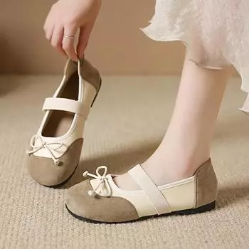 2024 Модная женская обувь с эластичной резинкой, женская обувь на плоской подошве, горячая распродажа, повседневные туфли на плоской подошве с круглым носком, женские новые однотонные туфли на плоской подошве на низком каблуке Zapatos 35 бежевый