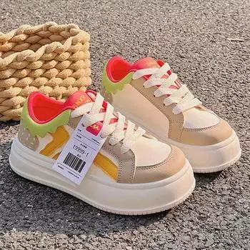 2024 Модная женская обувь с перекрестной шнуровкой, женская вулканизированная обувь, горячая распродажа, цветная, новая, круглая, классическая повседневная обувь 35