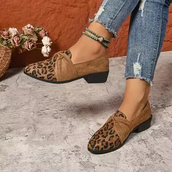 2024 Модная женская обувь Slip-on женские туфли на высоком каблуке Модные туфли с леопардовым принтом для офиса и карьеры Горячая распродажа Туфли на каблуках больших размеров для женщин 36 цветной печати леопарда