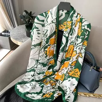 2024 Модное пляжное полотенце, женские солнцезащитные шарфы, новый пляжный платок, популярный принт, шелковые атласные шарфы, роскошные шали 180X90 см