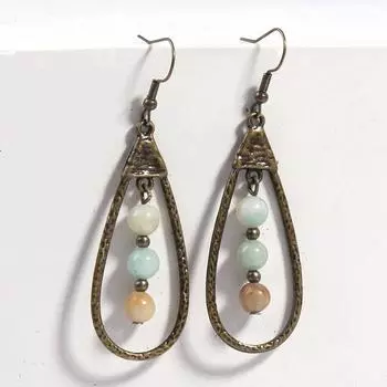 2024 модные богемные винтажные ювелирные аксессуары, металлические серьги-капли диаметром 6 мм, серьги из натурального камня, ювелирные изделия, подарки для свадебной вечеринки, женские серьги 9