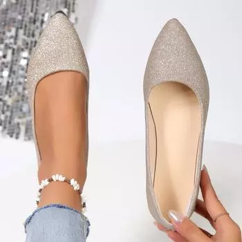 2024 Модные дышащие летние балетки на плоской подошве с заостренным носком, женские туфли-лодочки с мягкой подошвой, размер плюс 43 35 серебряный