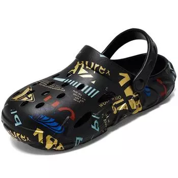 2024 модные дышащие тапочки для мужчин и женщин, уличные тапочки унисекс с принтом, садовая обувь, летняя пляжная обувь для пар, сандалии на нескользящей платформе 36
