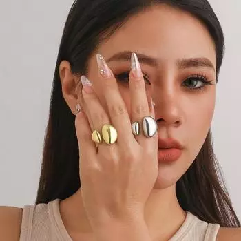 2024 модные глянцевые металлические кольца для женщин и девочек, простые круглые женские кольца с геометрическим рисунком в стиле барокко, модные украшения