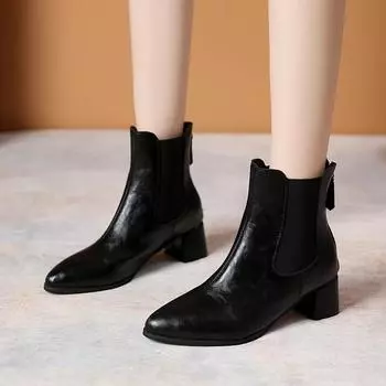 2024 Модные хиты продаж женские ботинки однотонные весна и осень модные женские туфли с застежкой-молнией сзади короткие Zapatos De Mujer 35 бежевый