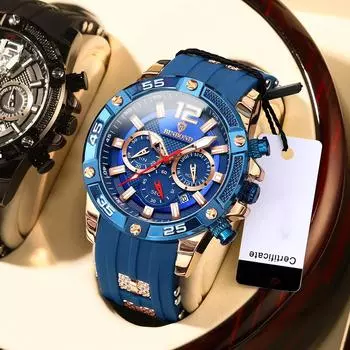 2024 Модные мужские часы для мужчин Роскошные деловые кварцевые наручные часы из нержавеющей стали Мужские спортивные повседневные силиконовые часы