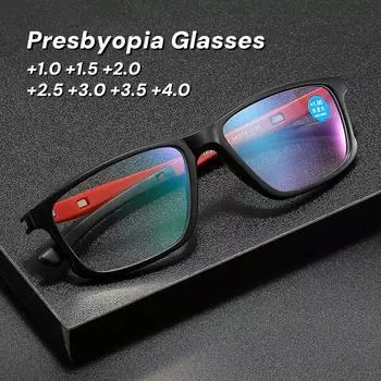 2024 Модные очки для чтения с защитой от синего света для женщин и мужчин, сверхлегкие очки для пресбиопии, унисекс, спортивные оптические очки +1.0