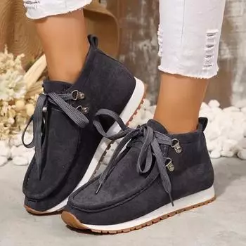 2024 Модные однотонные женские ботинки Универсальные самые продаваемые зимние теплые и удобные женские ботинки на плоской подошве Zapatos De Mujer 36 синий