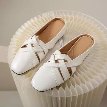 2024 Модные повседневные туфли на плоской подошве для женщин Удобные женские туфли с неглубоким носком 35 бежевый