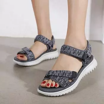 2024 модные сандалии, женская летняя обувь, мягкие удобные летние праздничные женские сандалии на плоской подошве, большие размеры 42 35 чёрный