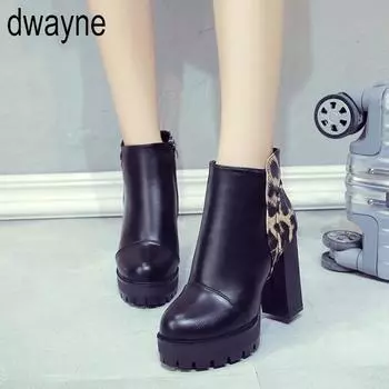 2024 Модные сапоги на высоком каблуке осень-зима с боковой молнией, водонепроницаемые женские сапоги на платформе и грубом каблуке hjn67 35