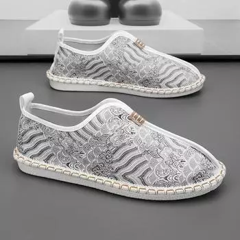 2024 Модные серебристые мужские туфли для рыбалки, удобные дышащие туфли для вождения, мужские нескользящие лоферы на плоской подошве, мужские повседневные эспадрильи 39