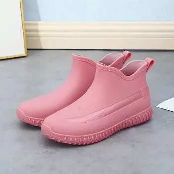2024 Модные теплые женские галоши, резиновые сапоги, плюшевые водонепроницаемые ботинки, женские зимние резиновые сапоги с меховой подкладкой, женские резиновые сапоги CN 36 розовый