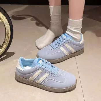 2024 модные туфли для скейтбординга в иностранном стиле, новые туфли с круглым носком, повседневные, дышащие, резиновые, нескользящие, корейские женские туфли 35 красный