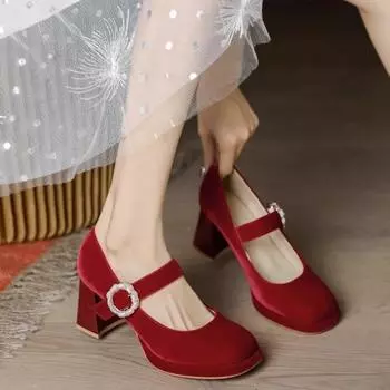 2024 Модные туфли Мэри Джейн Женские туфли на высоком каблуке Платья Женские однотонные туфли с пряжкой и ремешком на высоком каблуке Женские туфли Zapatos De Mujer 34 бежевый