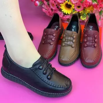 2024 Модные женские кожаные туфли на плоской подошве Весенние туфли Комфортные модные классические лоферы Повседневные кожаные туфли для женщин Большой размер 42 Плоская обувь 39
