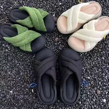 2024 Модные женские тапочки Шлепанцы Женские летние туфли Внешняя платформа танкетка Высокий каблук Женские сандалии Chaussure Femme 35 бежевый