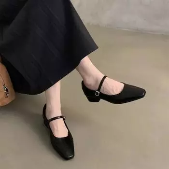 2024 Модные женские туфли на низком каблуке, горячая распродажа, туфли-лодочки с пряжкой и ремешком, женские новые однотонные каблуки, женские туфли-лодочки 35