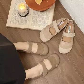 2024 Модные женские туфли на плоской подошве, повседневные туфли в стиле ретро, легкие балетки Мэри Джейн, закрытые туфли-лодочки с закругленным носком и пряжкой, прогулочные мокасины 35 хаки