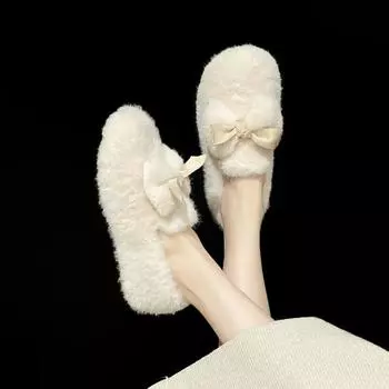 2024 Модные женские туфли на плоской подошве слипоны женские повседневные плоские туфли женские с завязками-бабочками и круглым носком мягкие теплые туфли женские Zapatos 35 покинуть белый