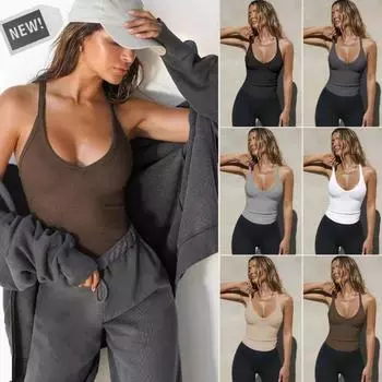 2024 модный повседневный вязаный жилет, однотонный сексуальный тонкий топ, простая эластичная рубашка с внутренней нижней частью, женская одежда XS белый