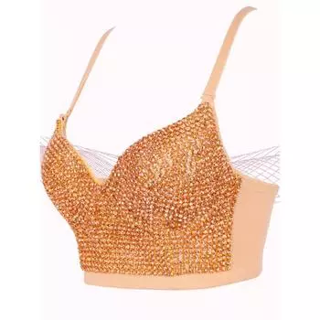 2024 Модный роскошный женский жилет с запахом Кристалл Плюс Размер Бюстгальтер Жилет Карнавальная вечеринка Сценический жилет Dj Короткий выпускной сексуальный блестящий бриллиантовый бюстгальтер для ночного клуба 34