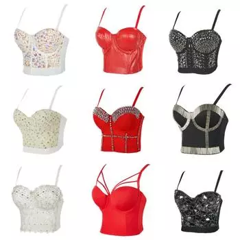 2024 Модный роскошный женский жилет с запахом Кристалл Плюс Размер Бюстгальтер Жилет-бретелька Топы Жилет-бретелька Карнавальная вечеринка Сексуальные блестящие бриллианты Карнавальный бюстгальтер для ночного клуба 34