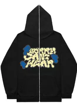 2024 Модный стиль с длинными рукавами и надписью для пары, толстовка на молнии S