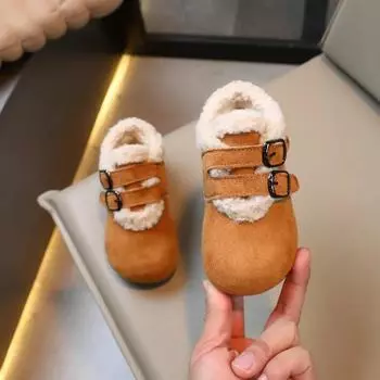 2024 Мокасины для девочек, с круглым носком, на платформе, простая двойная пряжка, детская модная обувь на плоской подошве, детская повседневная обувь для мальчиков, простая, милая 22 верблюд