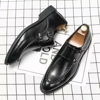 2024 Monk Shoes Мужская офисная рабочая обувь Классические удобные лоферы Деловые туфли Мокасины Черные туфли для вечеринки и свадьбы 38 чёрный