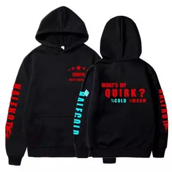 2024 Моя геройская академия Косплей Костюм Shoto Todoroki Bakugou Katsuki Печатные толстовки с капюшоном Уютные топы Пуловеры XS чёрный