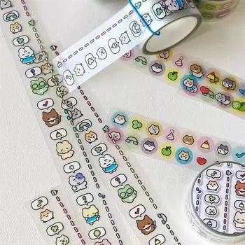 2024 Мультфильм Животное Васи Лента Цветные цифры Месяц Разделительная линия Наклейки Справочник DIY Декоративные Канцелярские товары Подарок на день рождения