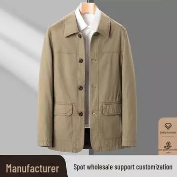 2024 Мужская деловая куртка из чистого хлопка для людей среднего и пожилого возраста - повседневная одежда на весну и осень 180 (52-61 kg) with socks