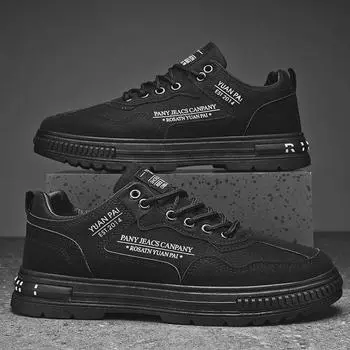 2024 Мужская дышащая нескользящая рабочая обувь: Модные и универсальные модели для весны и осени Size 39 чёрный